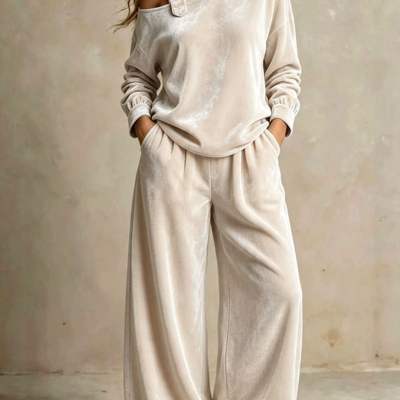 Velvet Off-Shoulder Two-Piece Set