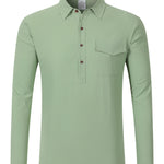 Men's Linen Blend Half-Button Shirt - green
