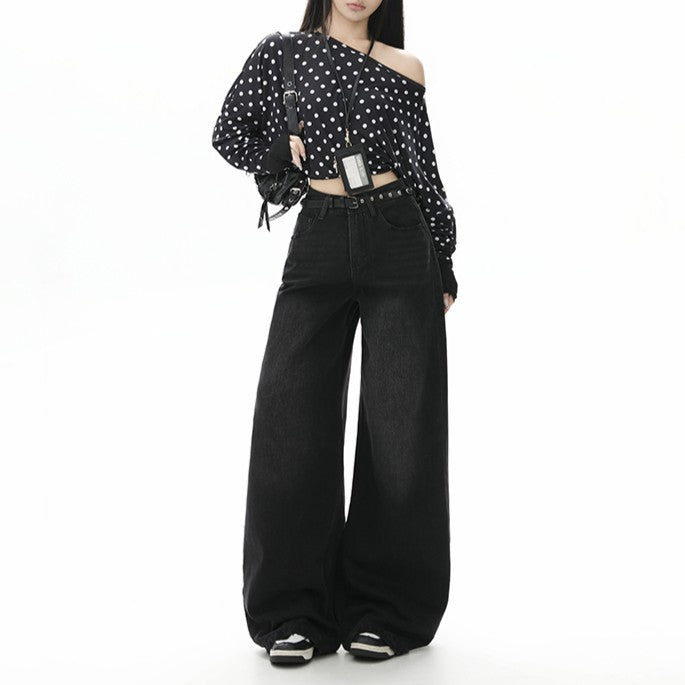 High Waist Loose Slim Straight Leg Long Pants