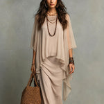 Sleeveless Vest Dress Two-piece Set -apricot
