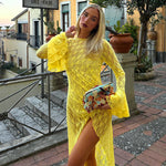 Yellow Lace Midi Dress: Sexy & Elegant Style
