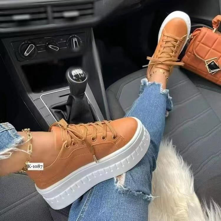 Lace up casual flat sole shoes - runwayfashionista.com