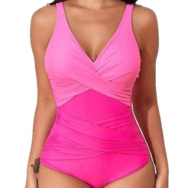 Slim Fit Patchwork One-Piece Swimsuit