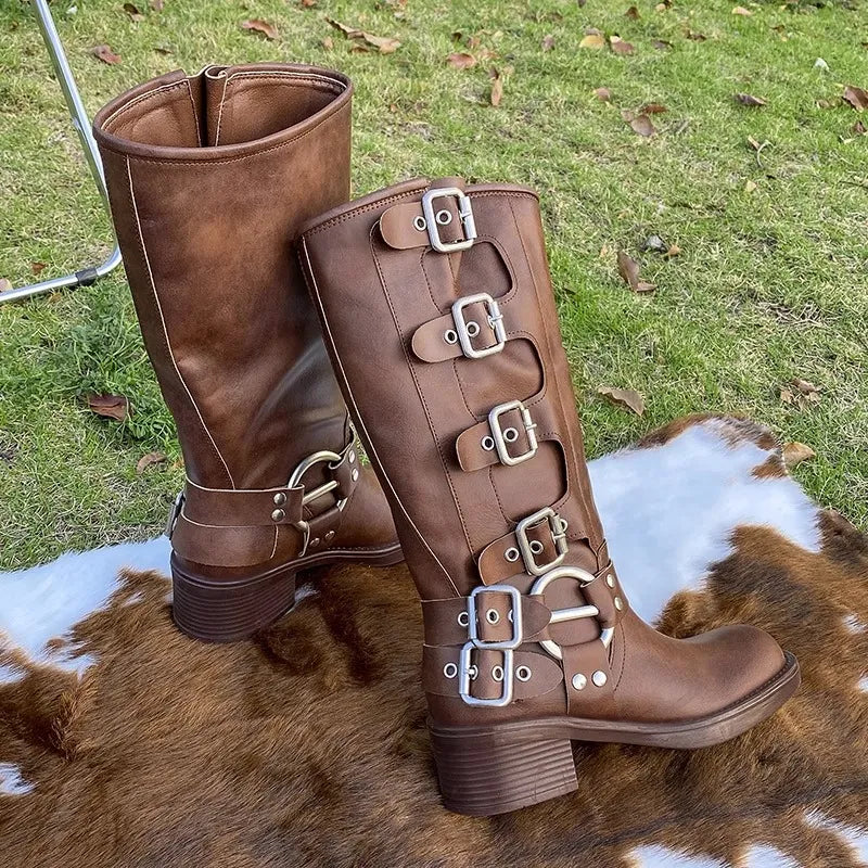 Comfortable Round Toe Block Heel Boots