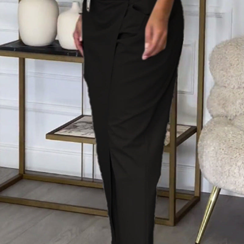 Effortless Elegance: The Casual Irregular Fit Slimming Pants - black