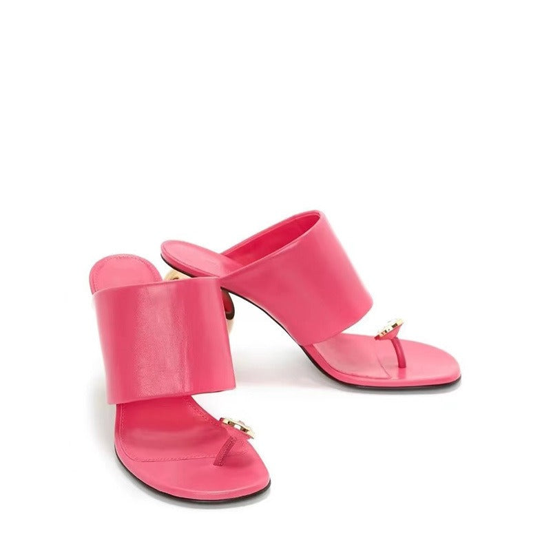 Round toe fashion clip toe open toe sandals - runwayfashionista.com