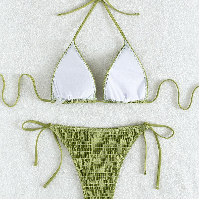 Lace up Neck Triangle Bikini