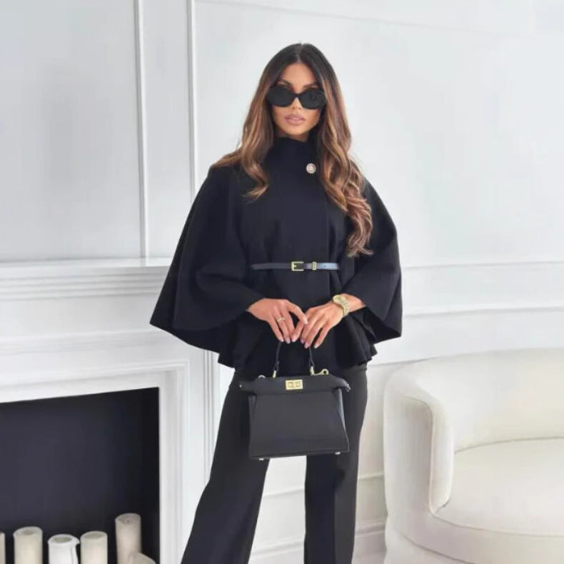 Elegant Woolen Cape Coat: Pure Sophistication - runwayfashionista.com