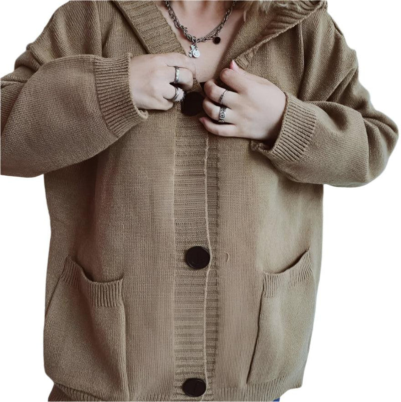 V-neck knitted cardigan - runwayfashionista.com