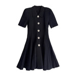 Polo-neck Knitted Dress - black
