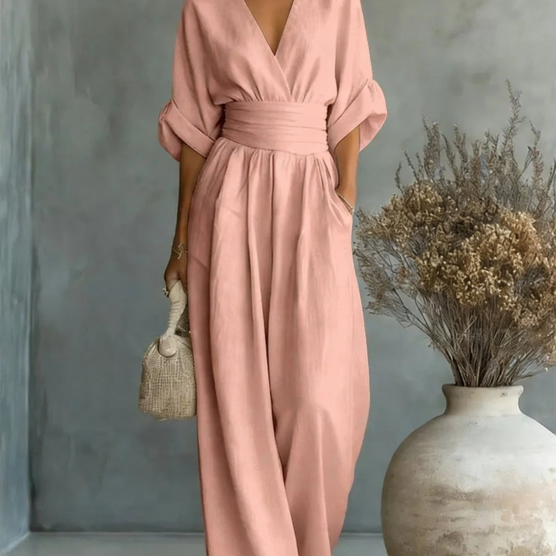 Short-Sleeved Jumpsuit - pink