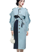 Mid length waistband windbreaker with contrasting color jacket - runwayfashionista.com