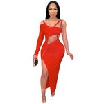 Irregular Cut-Out Club Maxi Dress - red