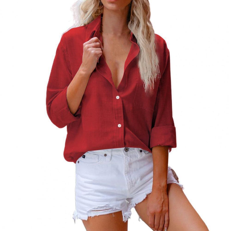 Long Sleeve Button Up Shirt - runwayfashionista.com