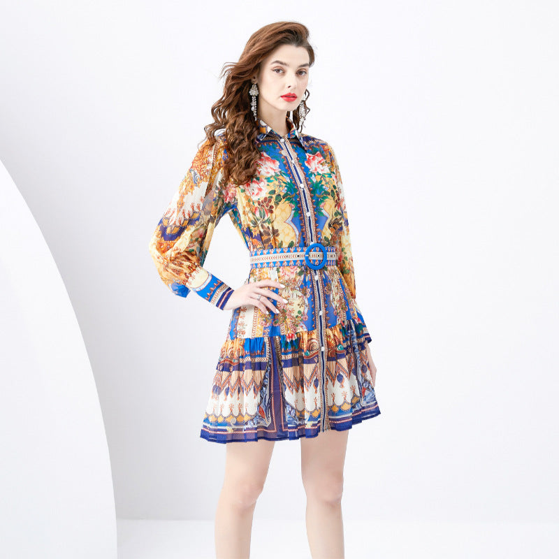 Palace Style Retro Printed Dress