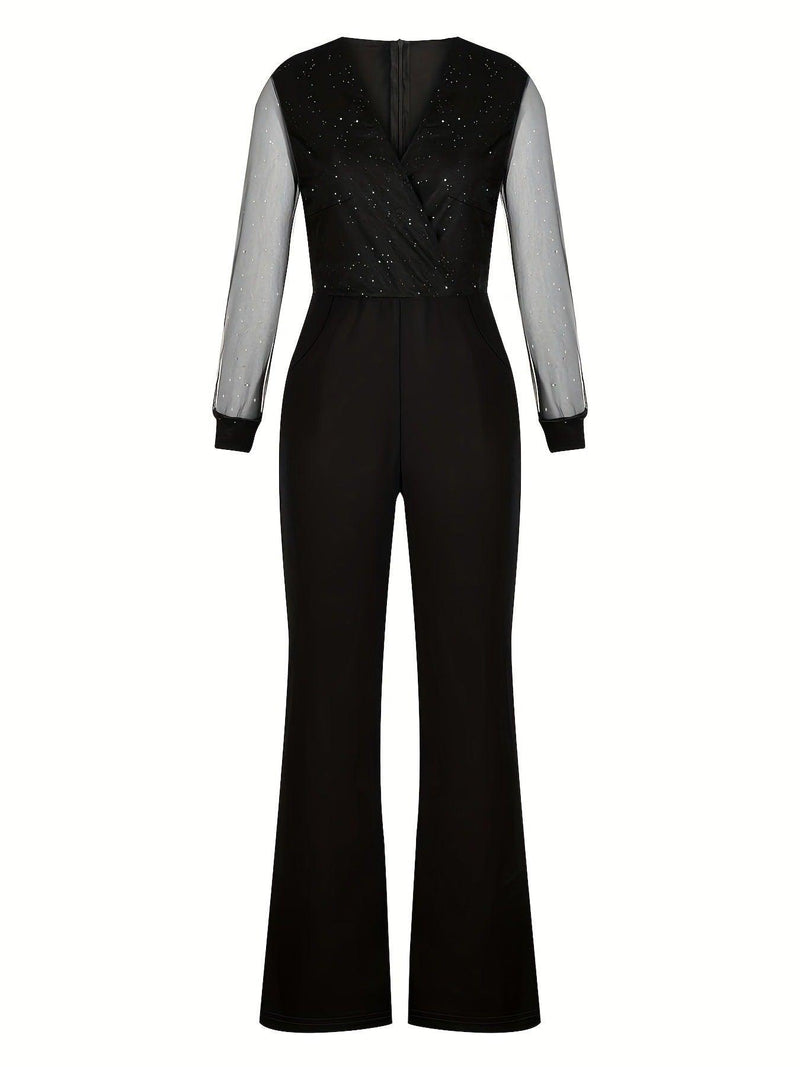 Mesh powder patchwork jumpsuit - runwayfashionista.com