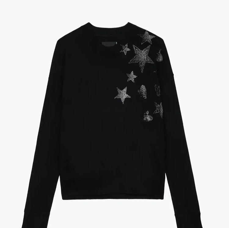 Star Love Hot Diamond Black Knitted Sweater