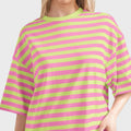 Casual Striped Quarter Sleeve T - Shirt - runwayfashionista.com