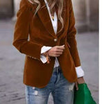 Luxe Velvet Single-Breasted Slim Fit Jacket - brown