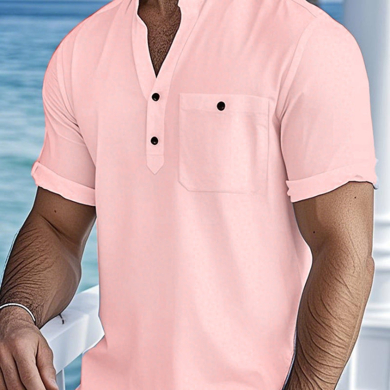 Effortless Modernity: The Lightweight Stand-Collar Shirt