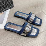 Buckle Trim Open Toe Flat Sandals - Elegant & Comfortable - runwayfashionista.com