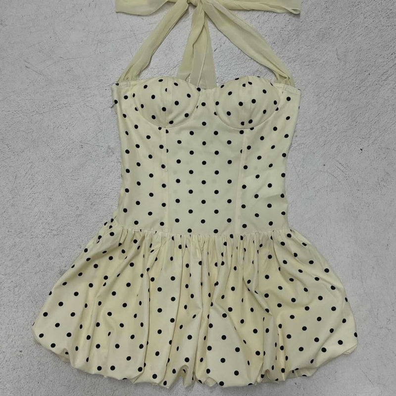 🤩 The Elegant Strapless Polka Dot Bubble Mini Dress