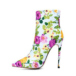 12cm Zipper Flowers Ankle Boots