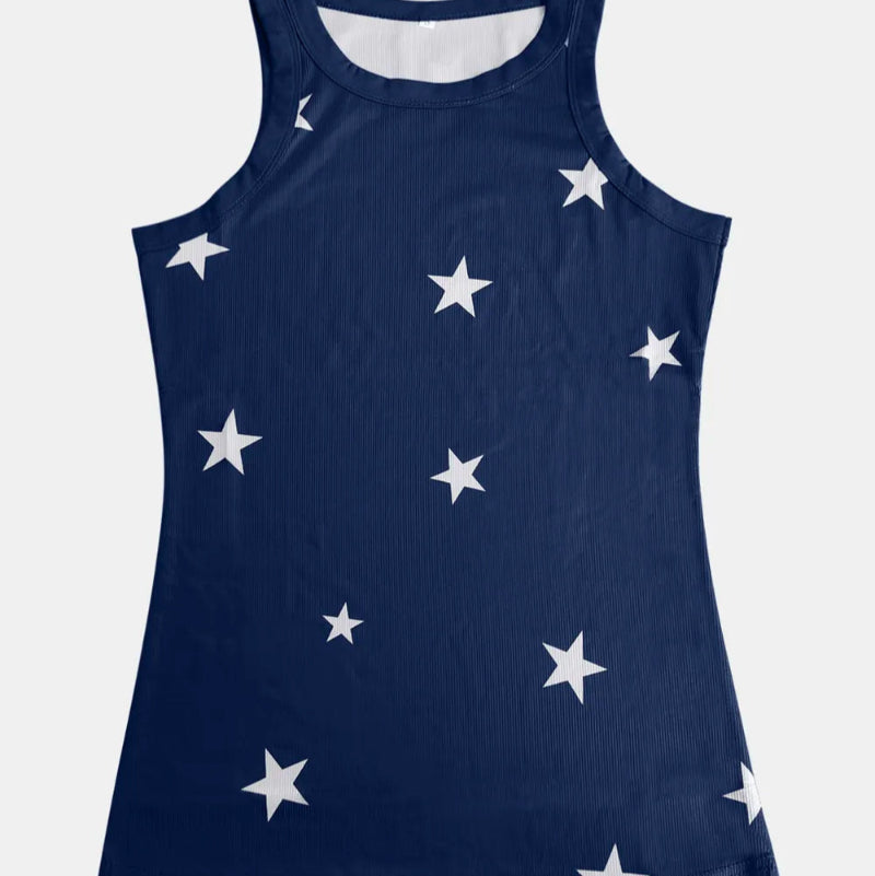 Star Round Neck Tank - runwayfashionistta.com