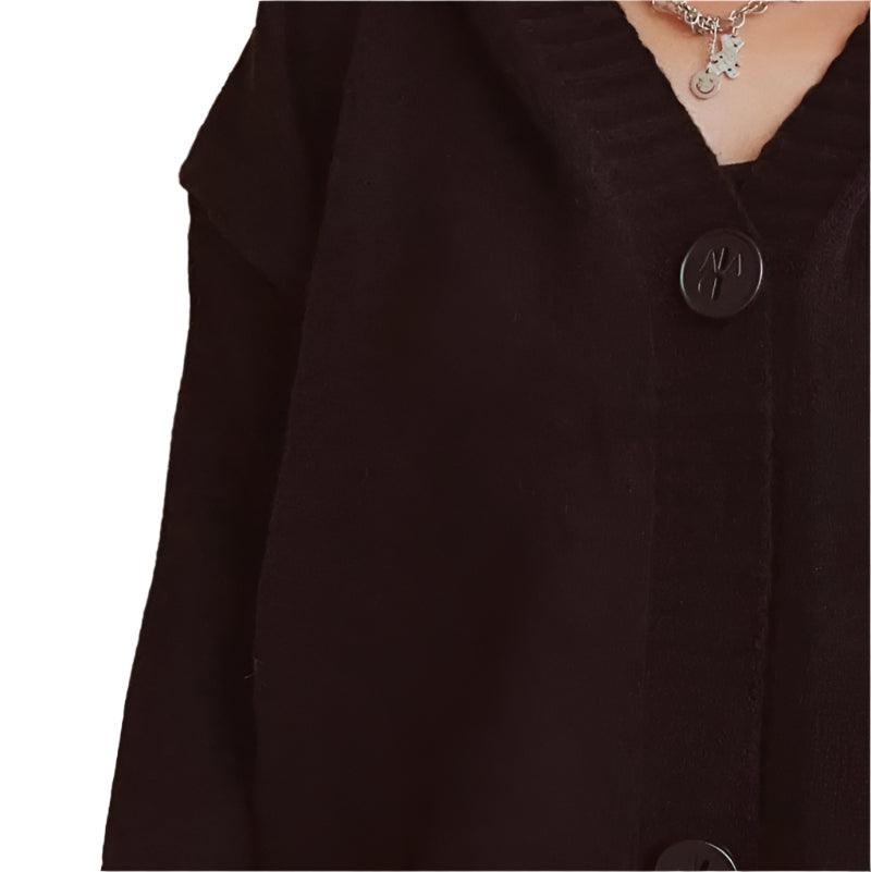 V-neck knitted cardigan - runwayfashionista.com