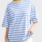 Casual Striped Quarter Sleeve T - Shirt - runwayfashionista.com