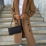 Long Sleeve Coat With Belt - fawn
