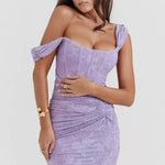 Off-shoulder Backless Sexy Evening Midi Dress