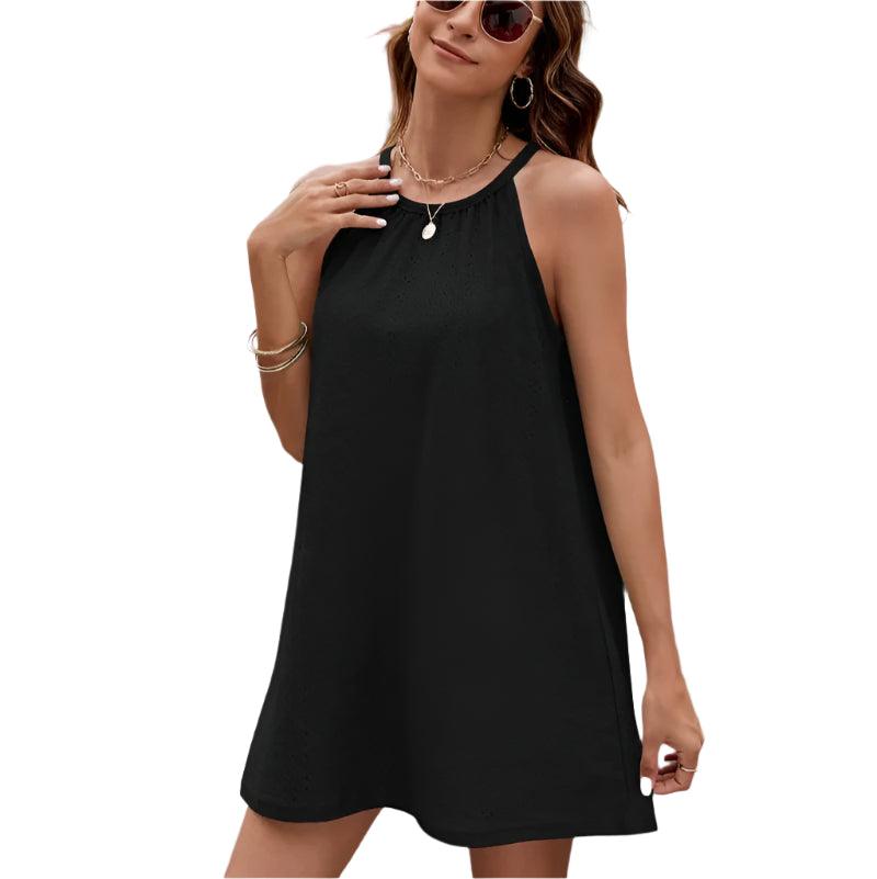 Eyelet sleeveless mini dress - runwayfashionista.com