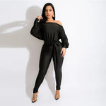 One Shoulder Lace Up Long Sleeved Jumpsuit - runwayfashionista.com