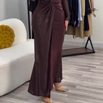 Metallic Maxi Dress With Twist Front Detail And Long Sleeves