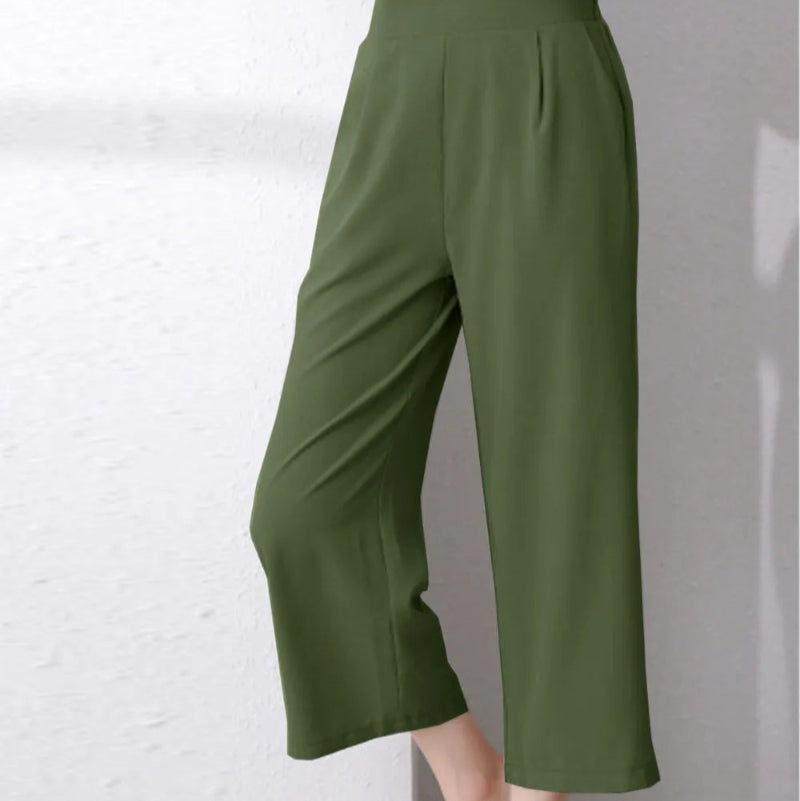 Pocketed Half Elastic Waist Pants - Runwayfashionista.com