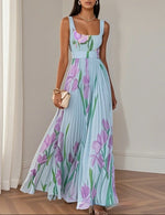 Floral Print Pleated Maxi Dress