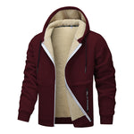 Thick Sherpa Lined Hooded Zipper Jacket - maroon