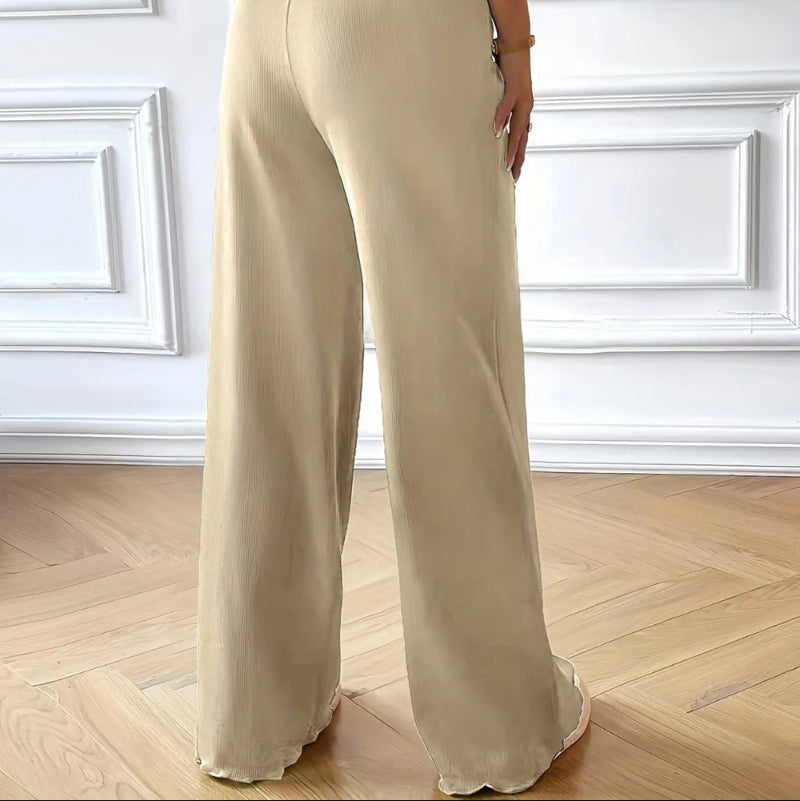 Drawstring Pocketed Wide Leg Pants