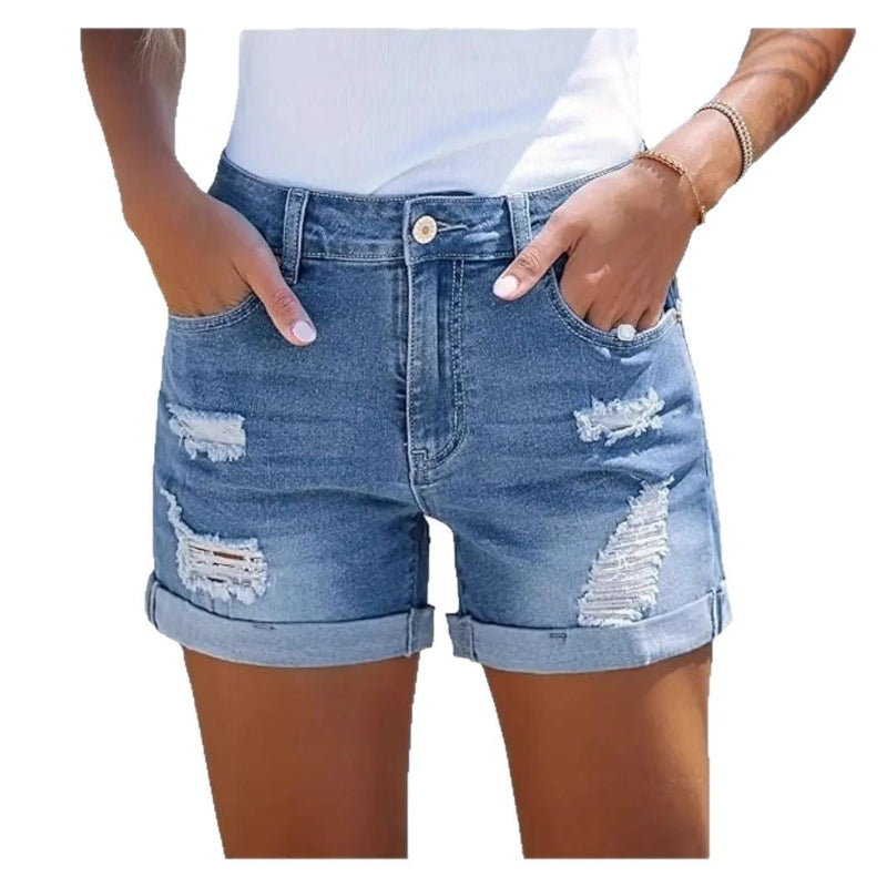 Straight-Leg Casual Denim Shorts