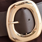 Chocolate Brown High-Waisted Wide-Leg Trousers With Belt