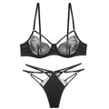 Half Cup Lace Underwire Bra with Panty - runwayfashionista.com