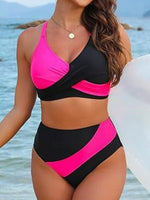 Contrast Color High Waist Tied Sexy Two-Piece Swimsuit