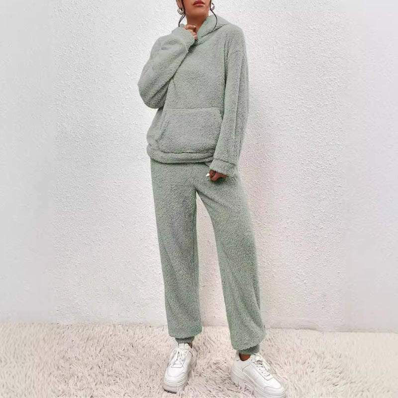 Casual Hooded Top And Elastic Band Pants Set