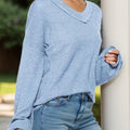Dropped shoulder long sleeve top - runwayfashionista.com
