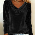 Shimmering Velvet Long Sleeve Loose Blouse