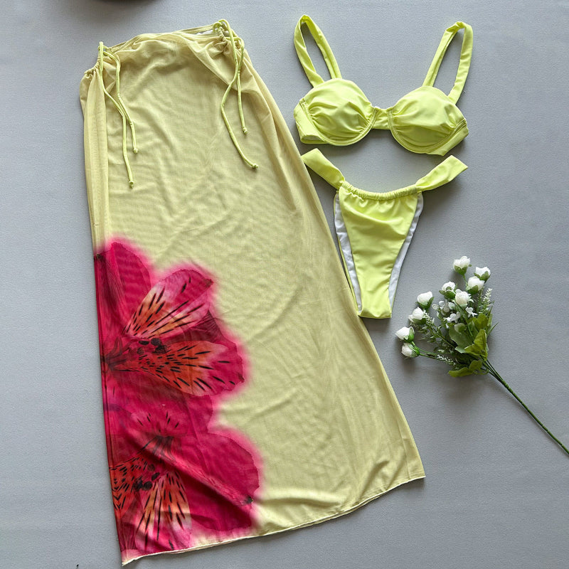 Three-Piece Bikini Set SexyStyle Printed