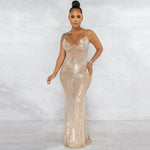 Beaded Strapless Sheer Mesh MaxiDress - Apricot