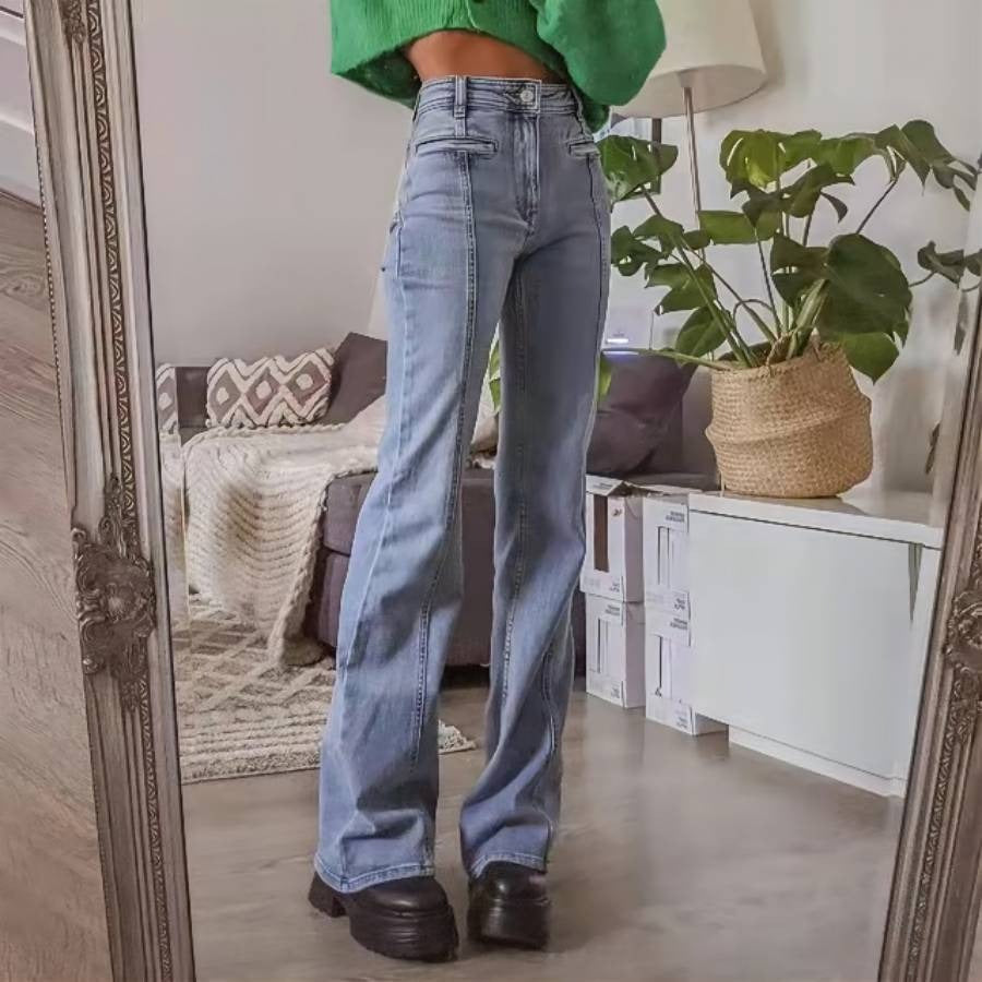 Casual denim bootcut pants