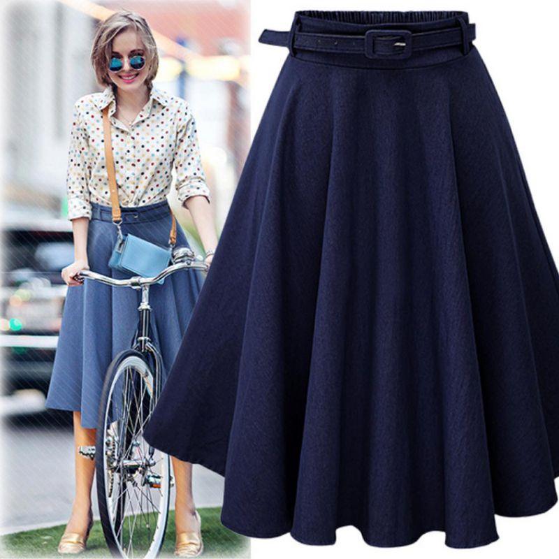 High Elastic Waist Streetwear Midi Skirt - runwayfashionista.com